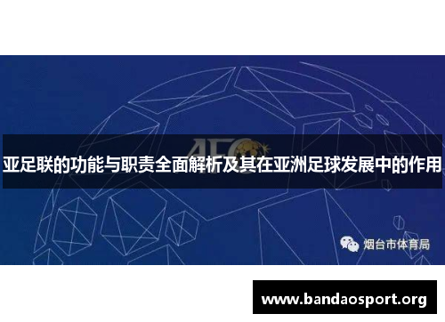 亚足联的功能与职责全面解析及其在亚洲足球发展中的作用