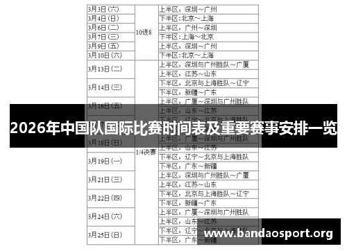 2026年中国队国际比赛时间表及重要赛事安排一览 2026年中国队国际比赛时间表及重要赛事安排一览